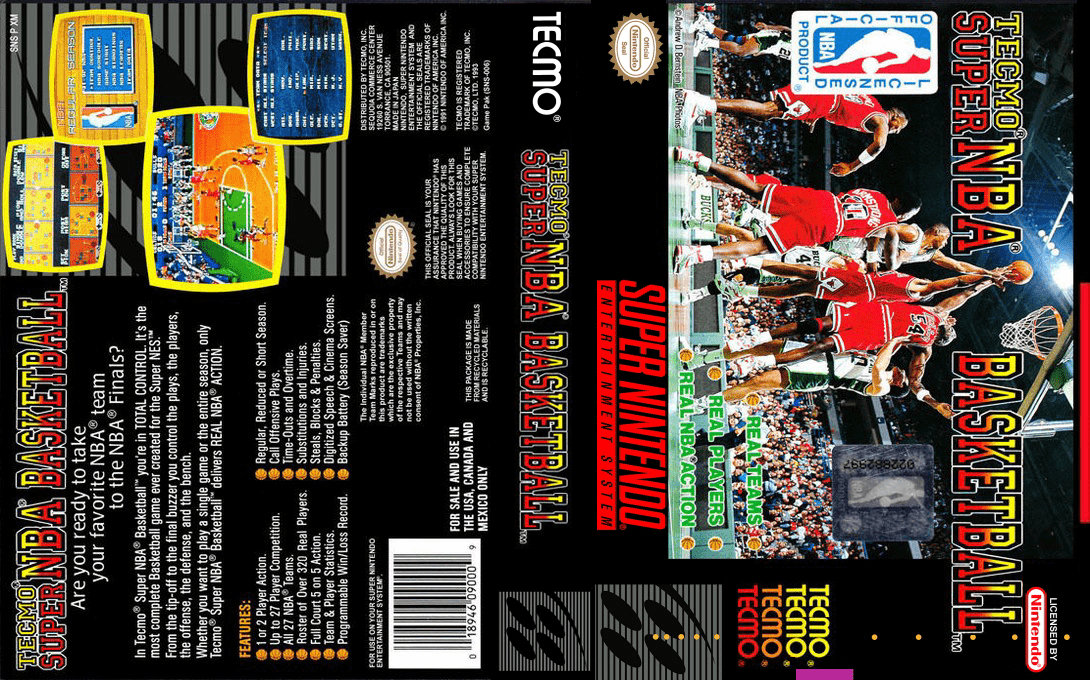 Tecmo Super NBA Basketball [US] snes 1993 Box Art