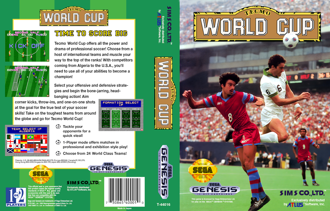Tecmo World Cup [US] segaMD 1993 Box Art
