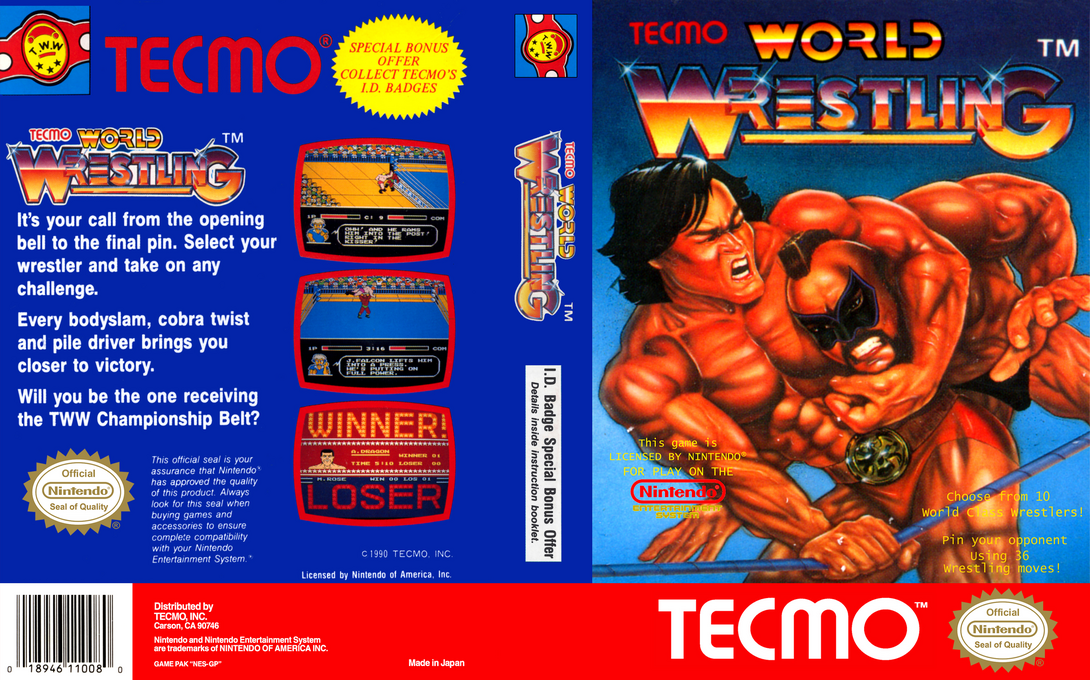 Tecmo World Wrestling [US] nes 1990 Box Art