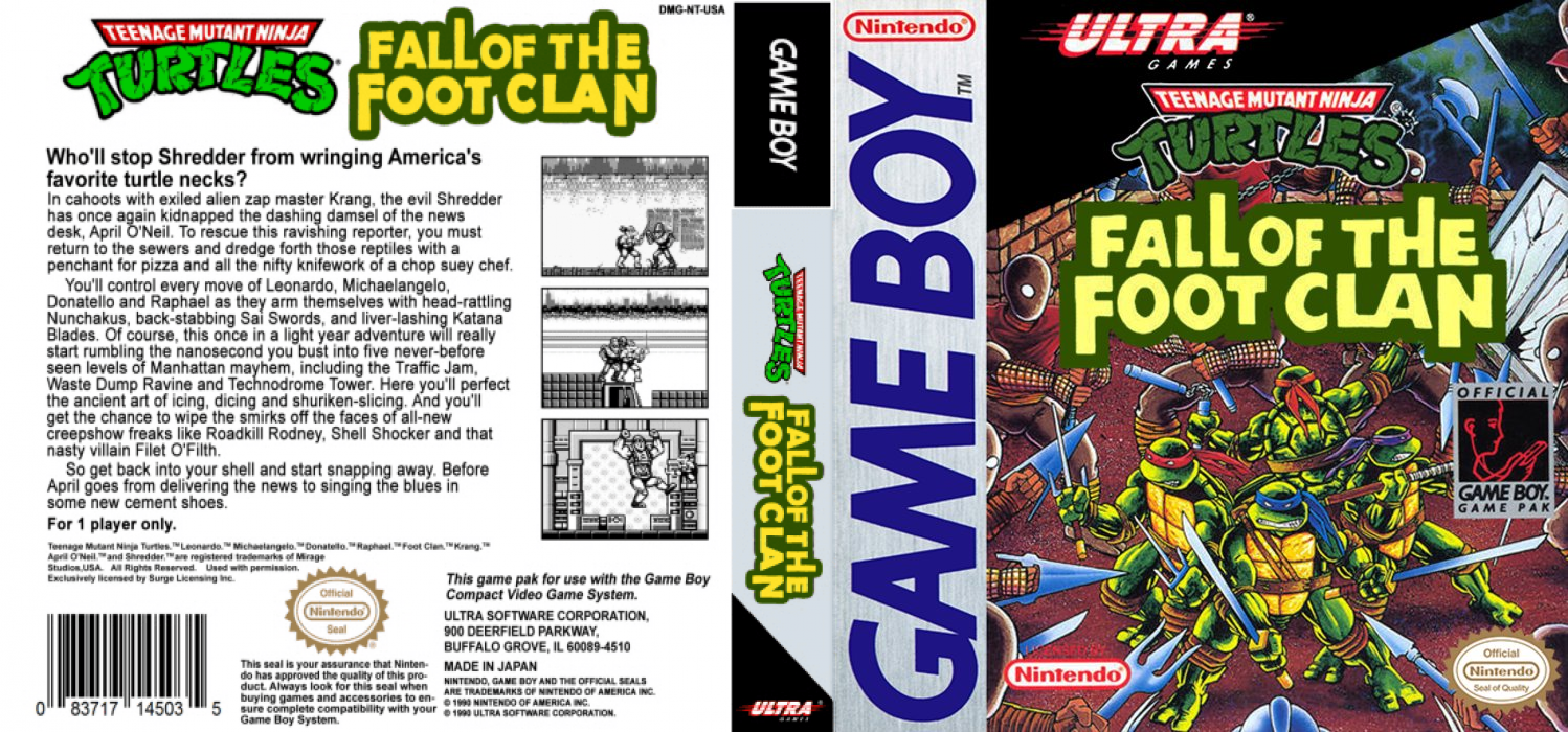 Teenage Mutant Ninja Turtles : Fall of the Foot Clan [US] gb 1990 Box Art