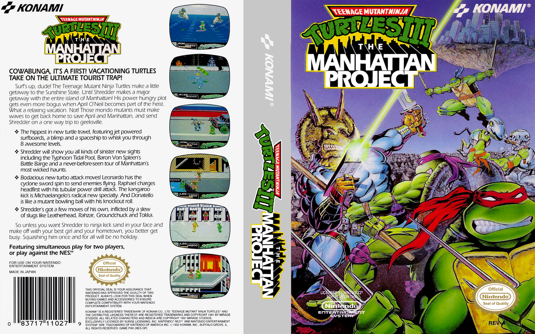 Teenage Mutant Ninja Turtles III : The Manhattan Project [US] nes 1992 Box Art