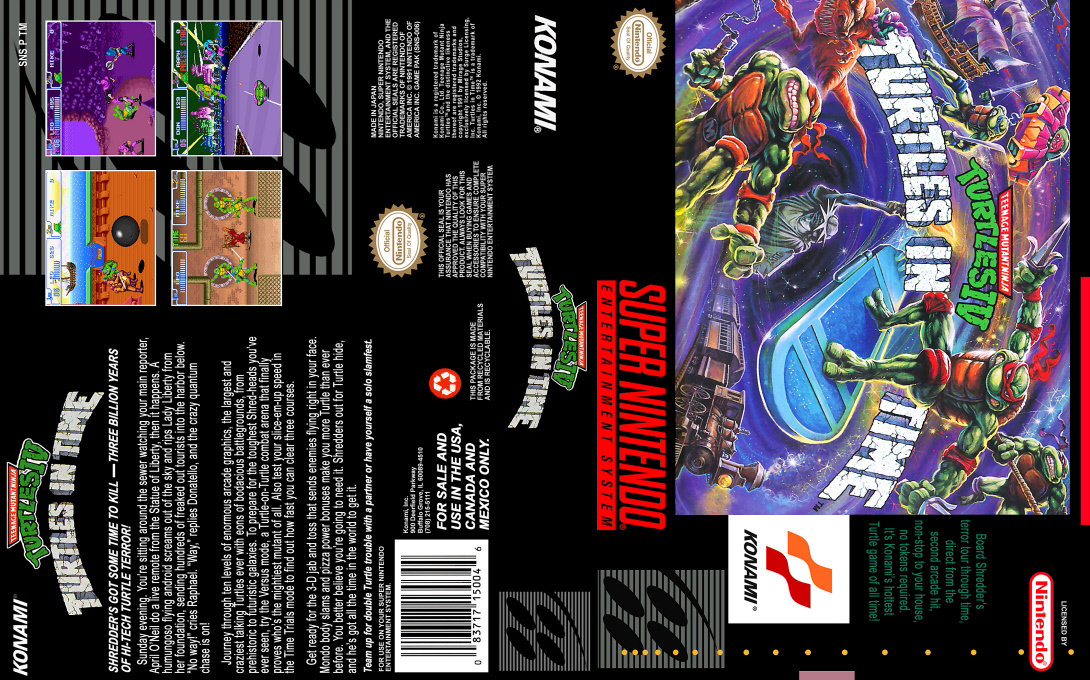 Teenage Mutant Ninja Turtles IV : Turtles in Time [US] snes 1992 Box Art