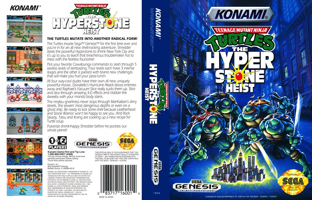 Teenage Mutant Ninja Turtles : The Hyperstone Heist [US] segaMD 1992 Box Art