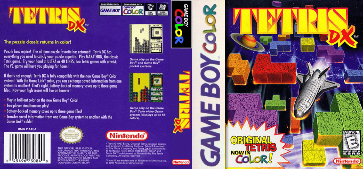 Tetris DX [WOR] gbc 1998 Box Art