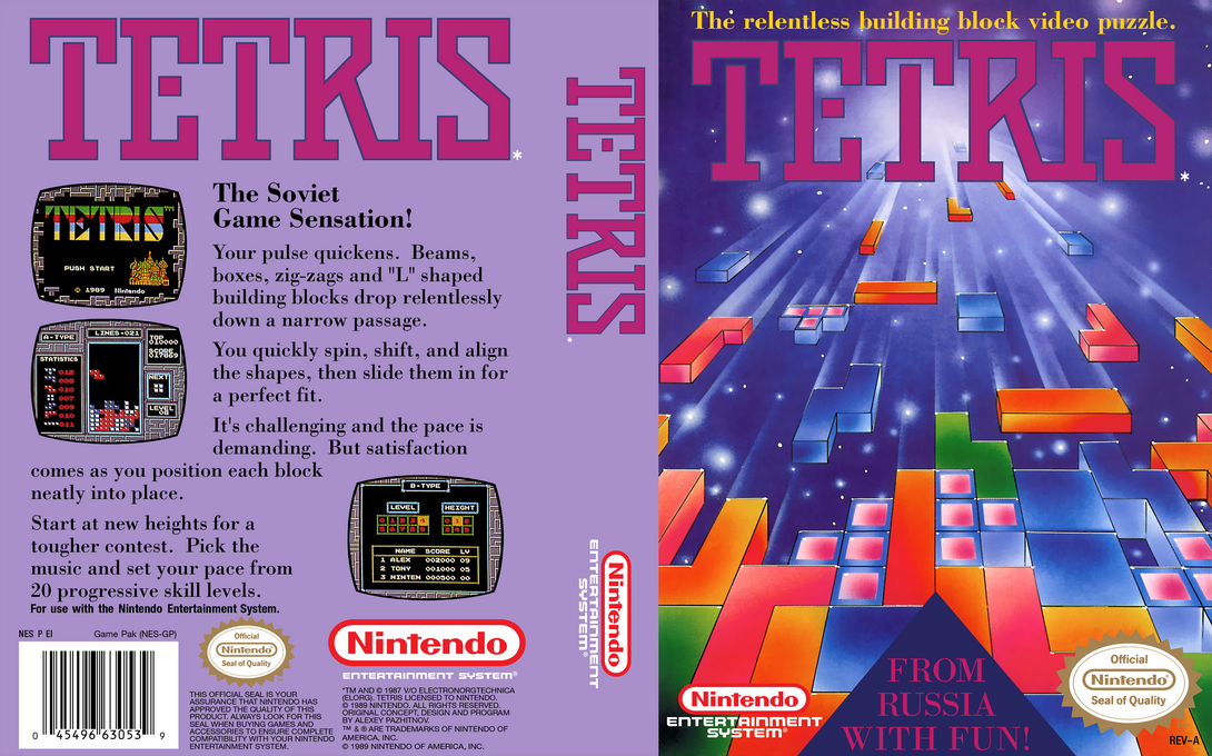 Tetris [US] nes 1989 Box Art