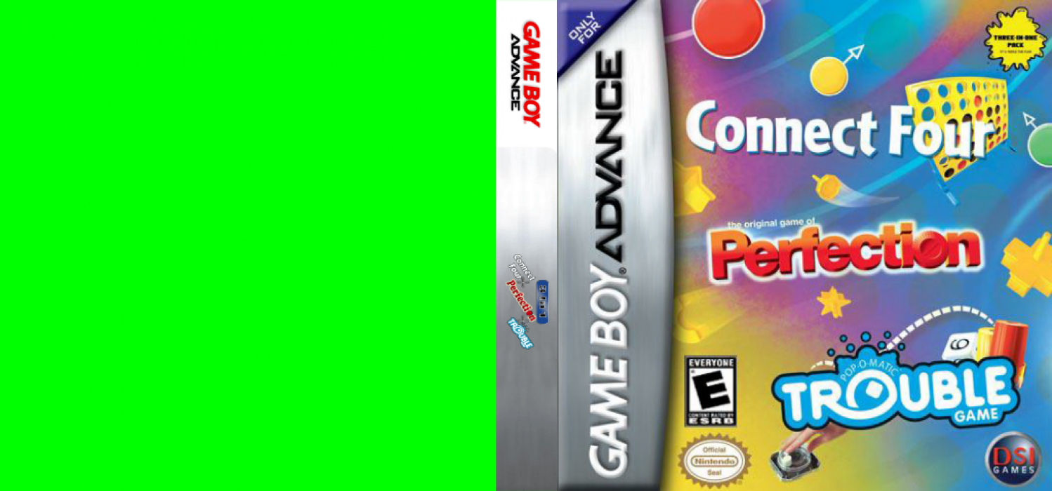 Three-in-One Pack : Connect Four + Perfection + Trouble [US] gba 2005 Box Art