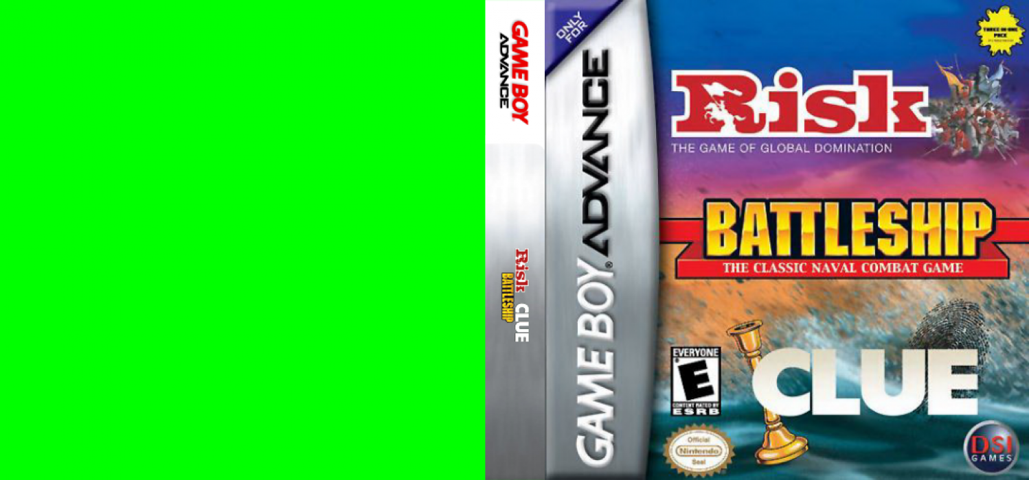 Three-in-One Pack : Risk + Battleship + Clue [US] gba 2005 Box Art