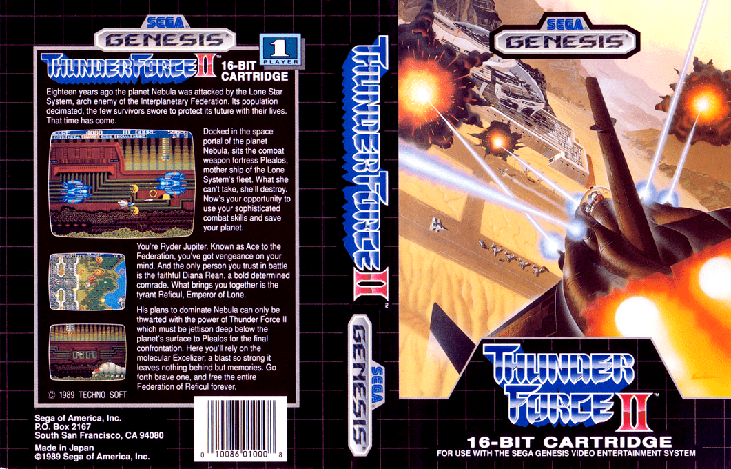 Thunder Force II [US,EU] segaMD 1989 Box Art