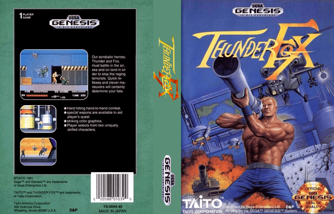 Thunder Fox [US] segaMD 1991 Box Art