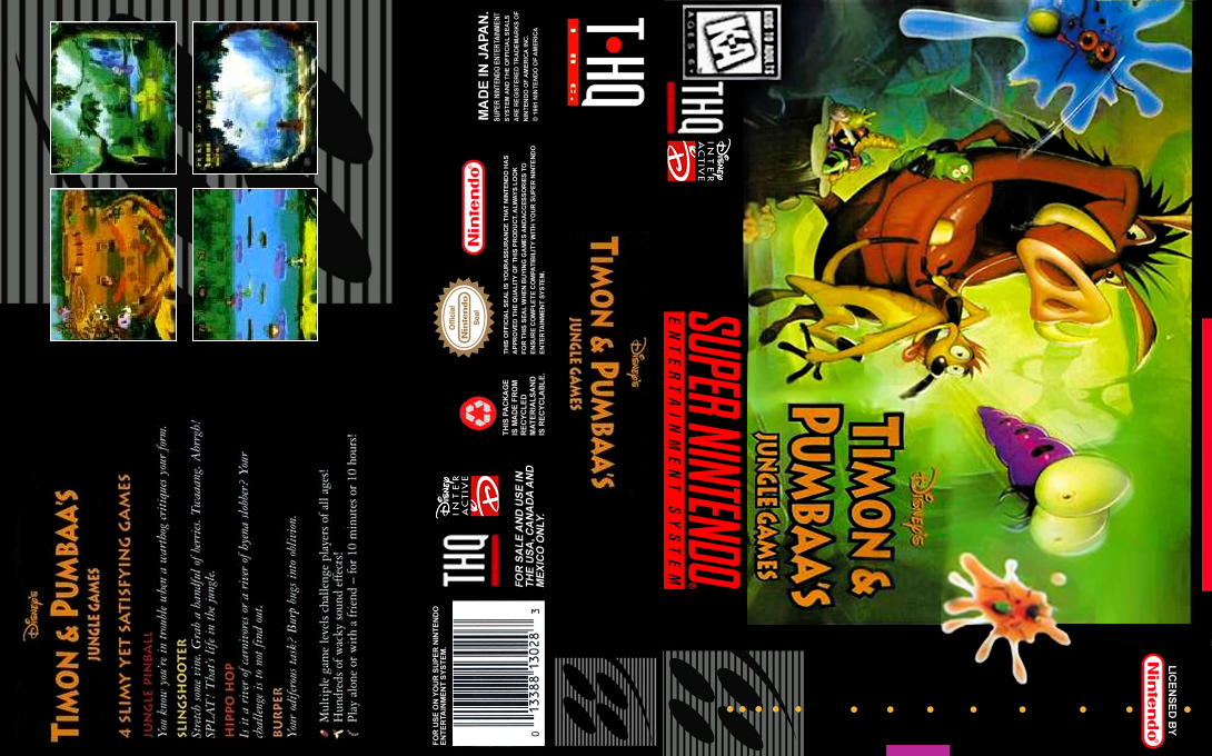 Timon & Pumbaa’s Jungle Games [US] snes 1997 Box Art
