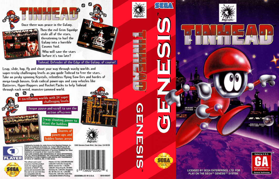 TinHead [US] segaMD 1994 Box Art