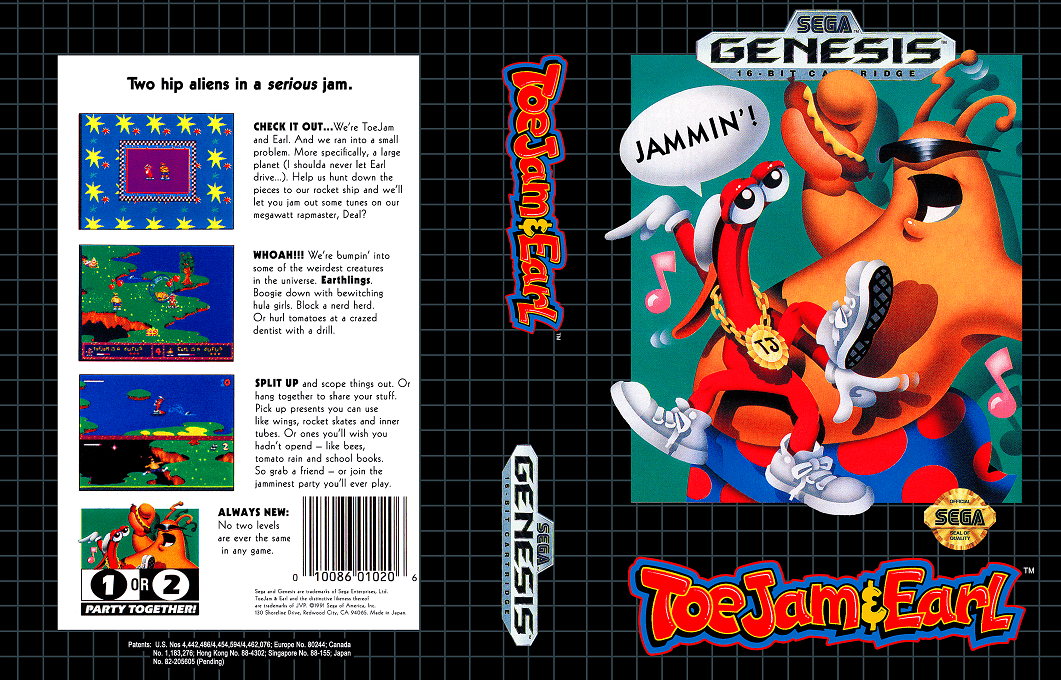 ToeJam & Earl [US,EU,KR] segaMD 1991 Box Art