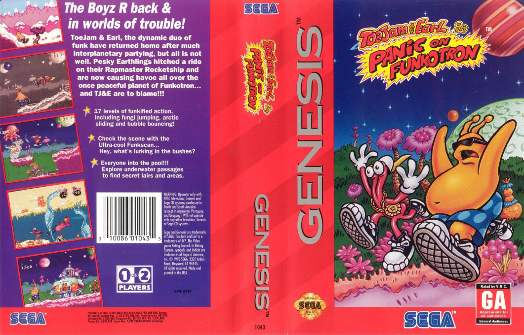 ToeJam & Earl in Panic on Funkotron [US] segaMD 1993 Box Art