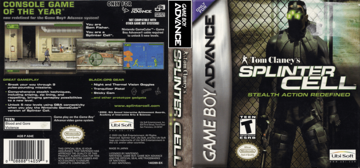 Tom Clancy’s Splinter Cell [US] gba 2003 Box Art