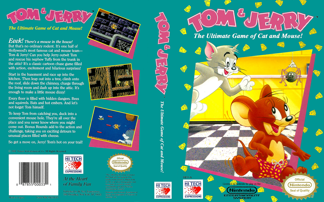 Tom & Jerry : The Ultimate Game of Cat and Mouse! [US] nes 1991 Box Art
