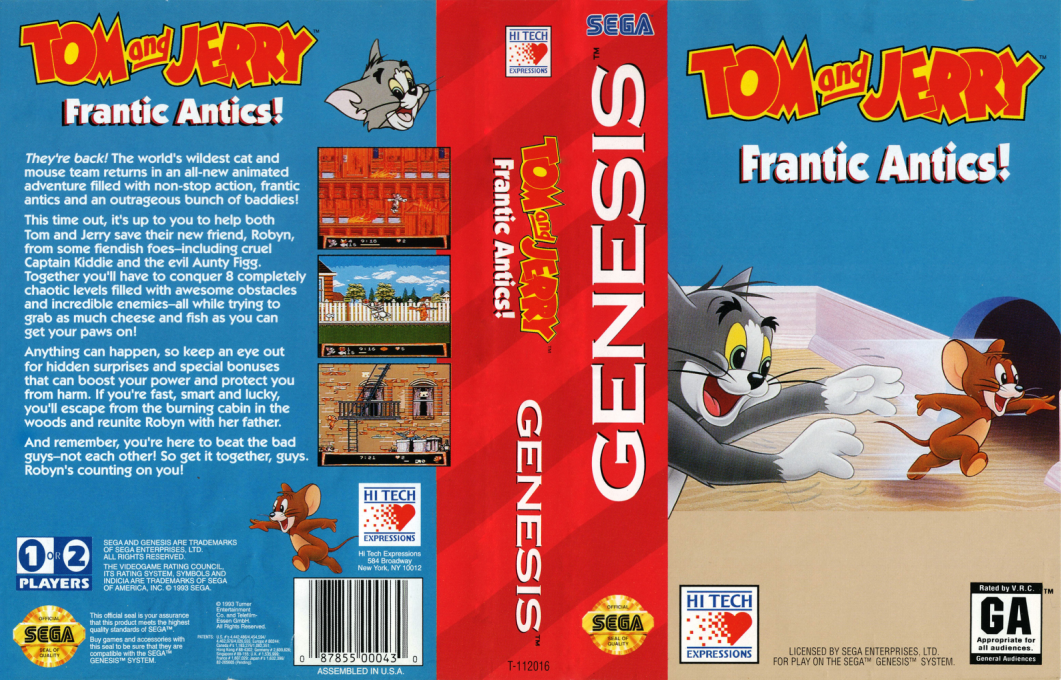 Tom and Jerry : Frantic Antics [US] segaMD 1993 Box Art
