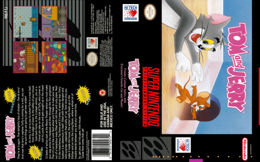 Tom and Jerry [US] snes 1993 Box Art