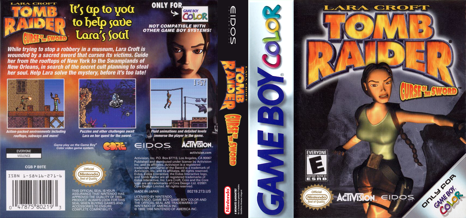 Tomb Raider : Curse of the Sword [US,EU] gbc 2001 Box Art