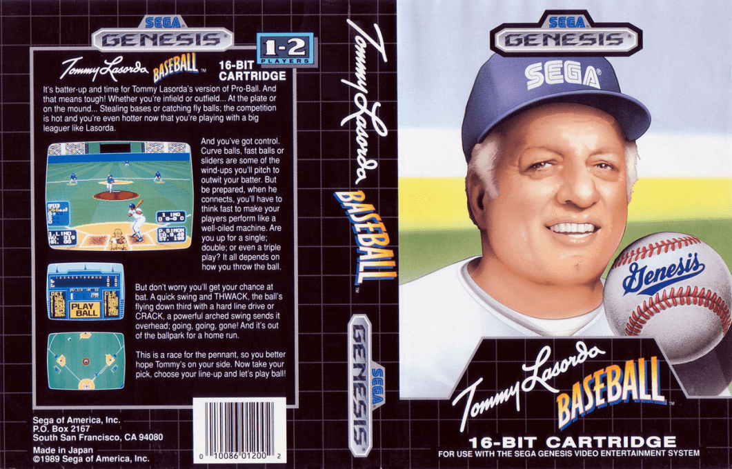 Tommy Lasorda Baseball [US] segaMD 1989 Box Art
