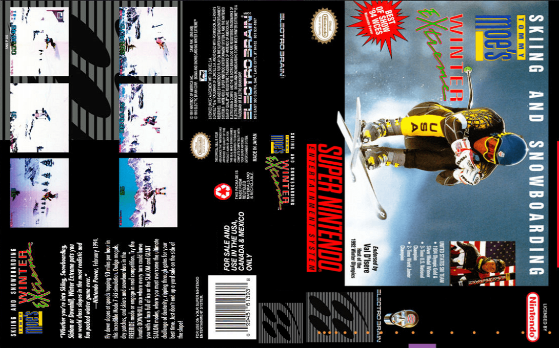 Tommy Moe’s Winter Extreme : Skiing and Snowboarding [US] snes 1994 Box Art