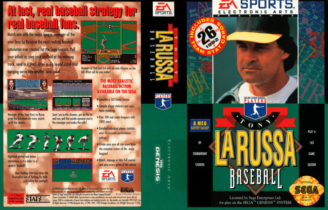 Tony La Russa Baseball [US,AU] segaMD 1993 Box Art