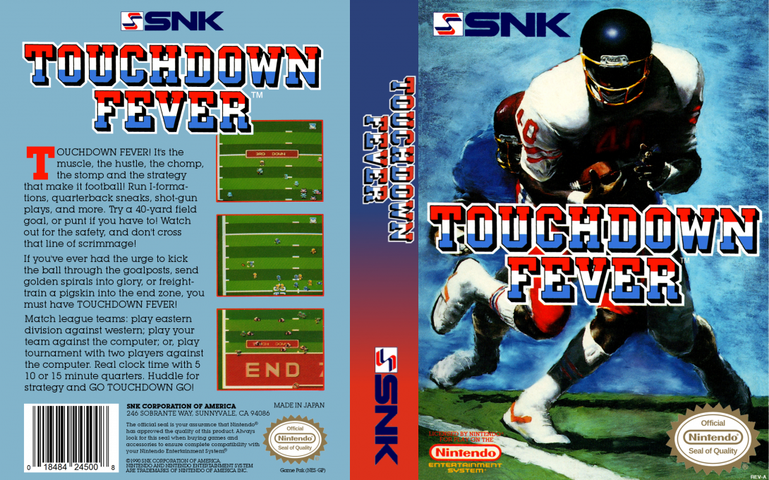 Touch Down Fever [US] nes 1991 Box Art