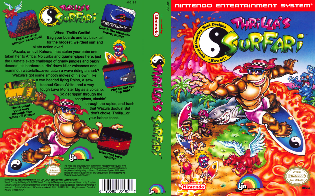 Town & Country Surf Designs : Thrilla’s Surfari [US] nes 1992 Box Art