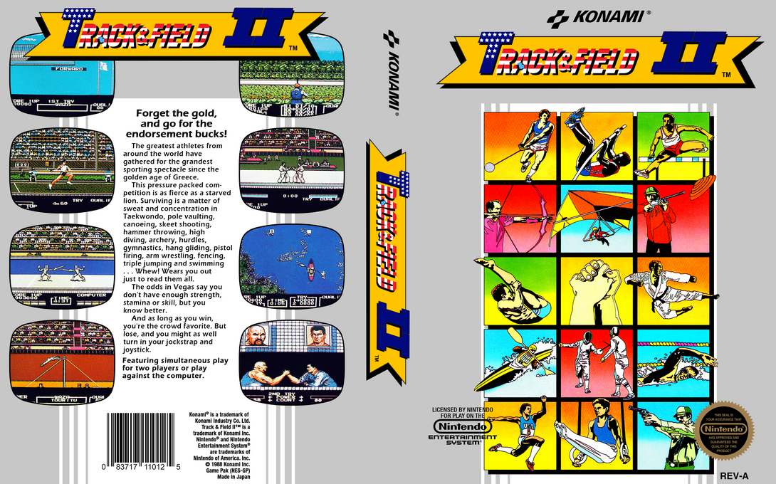 Track & Field II [US] nes 1989 Box Art