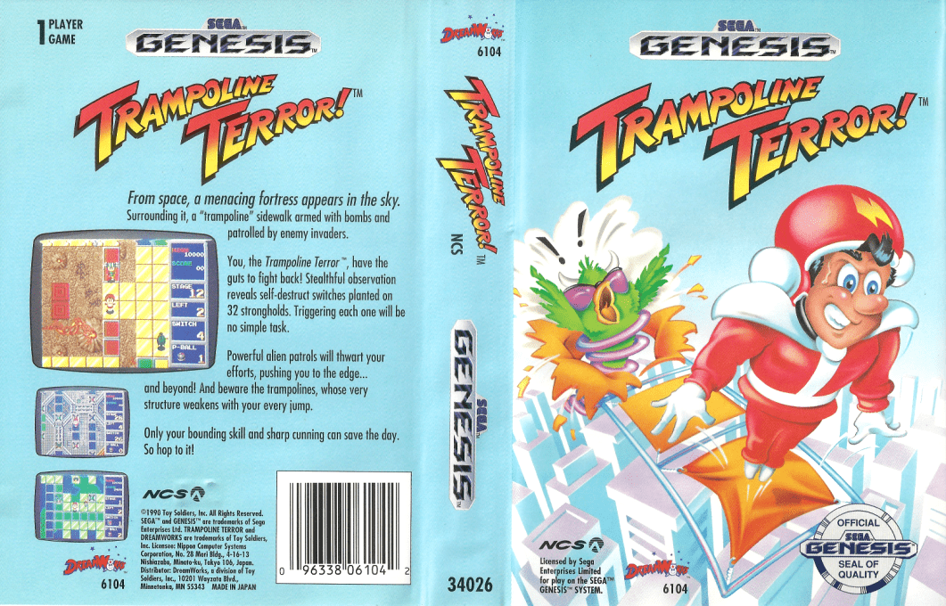 Trampoline Terror! [US] segaMD 1990 Box Art