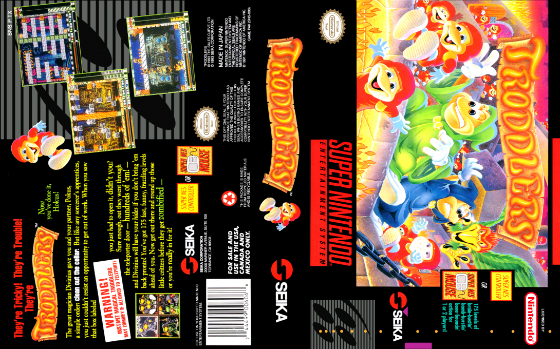 Troddlers [US] snes 1993 Box Art