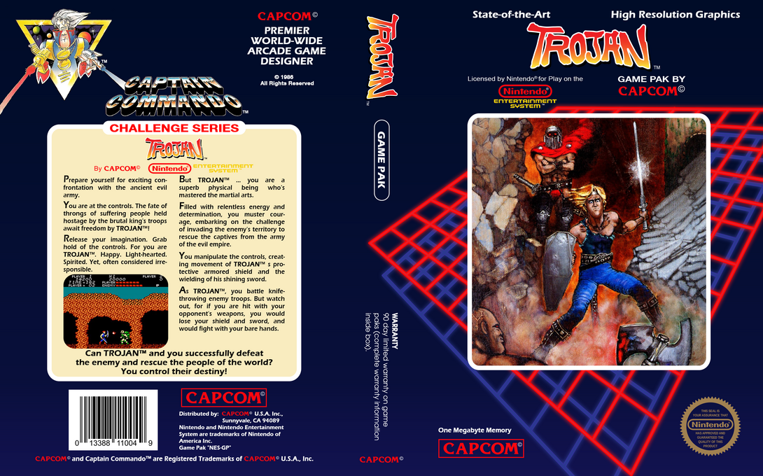 Trojan [US] nes 1987 Box Art