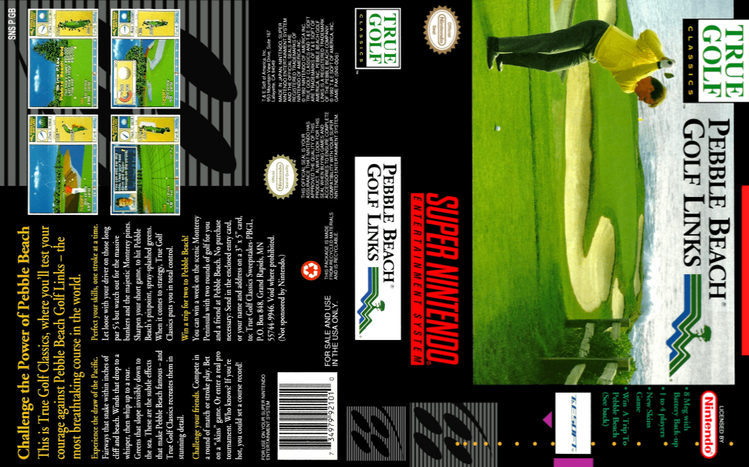 True Golf Classics : Pebble Beach Golf Links [US] snes 1992 Box Art
