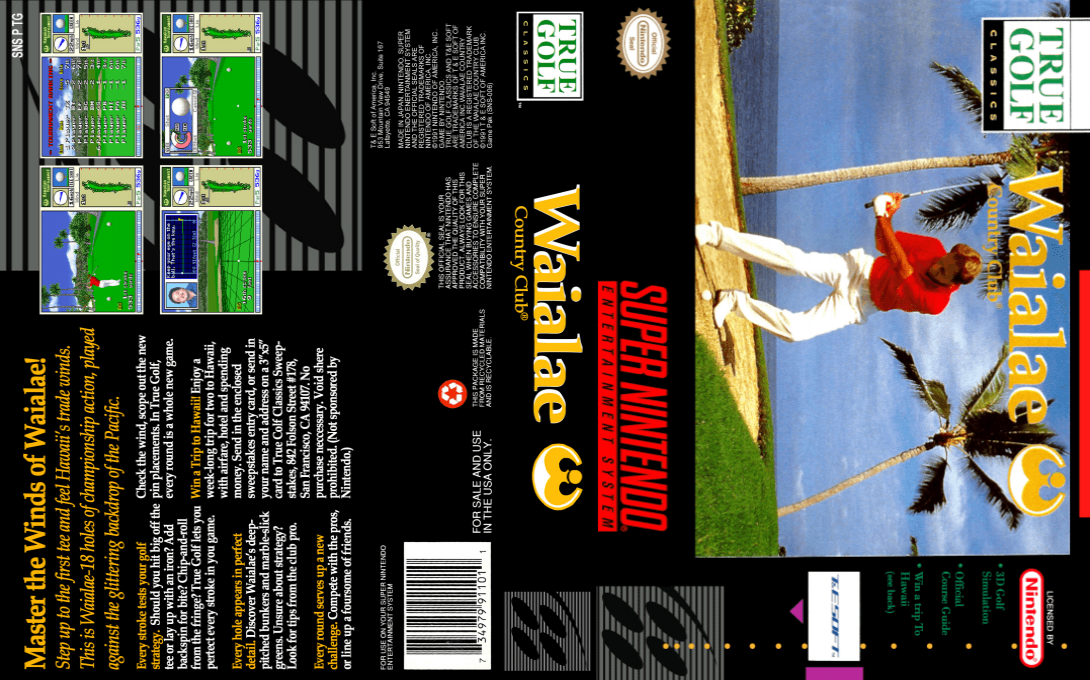 True Golf Classics : Waialae Country Club [US] snes 1991 Box Art