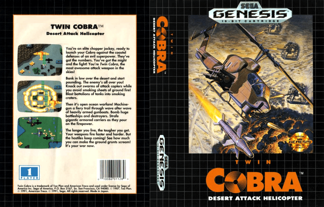 Twin Cobra : Desert Attack Helicopter [US] segaMD 1991 Box Art