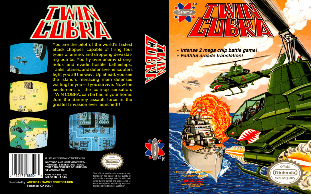 Twin Cobra [US] nes 1990 Box Art