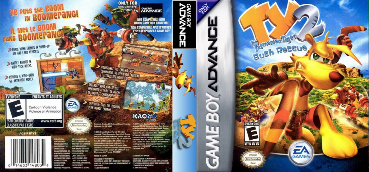 Ty the Tasmanian Tiger 2 : Bush Rescue [US,EU] gba 2004 Box Art