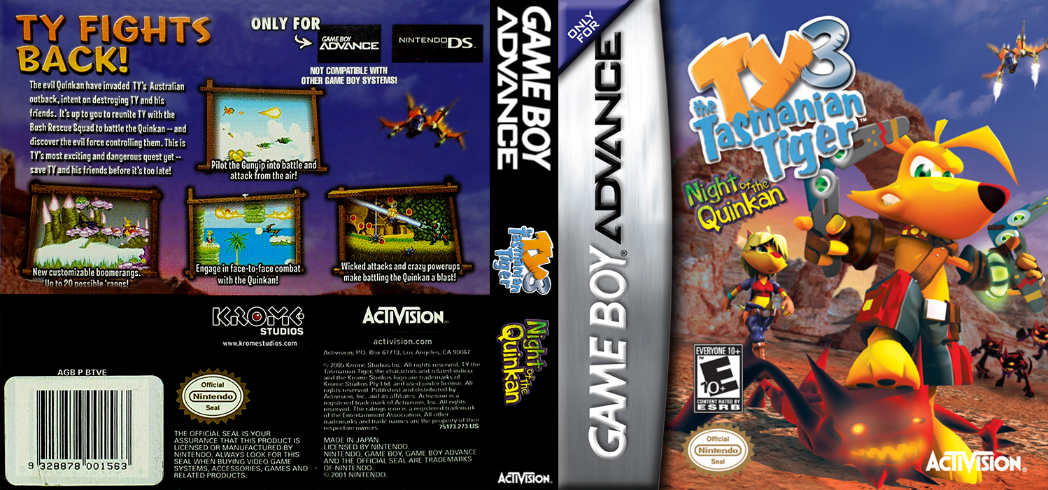 Ty the Tasmanian Tiger 3 : Night of the Quinkan [US] gba 2005 Box Art