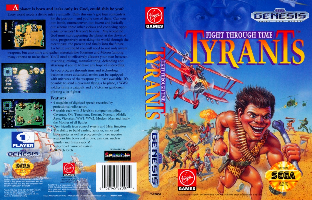 Tyrants : Fight through Time [US] segaMD 1993 Box Art