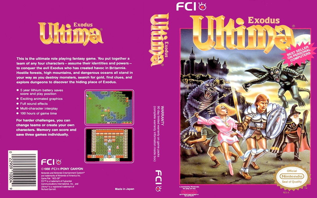 Ultima : Exodus [US] nes 1989 Box Art