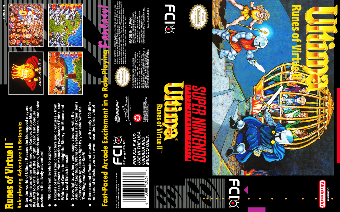 Ultima : Runes of Virtue II [US] snes 1994 Box Art