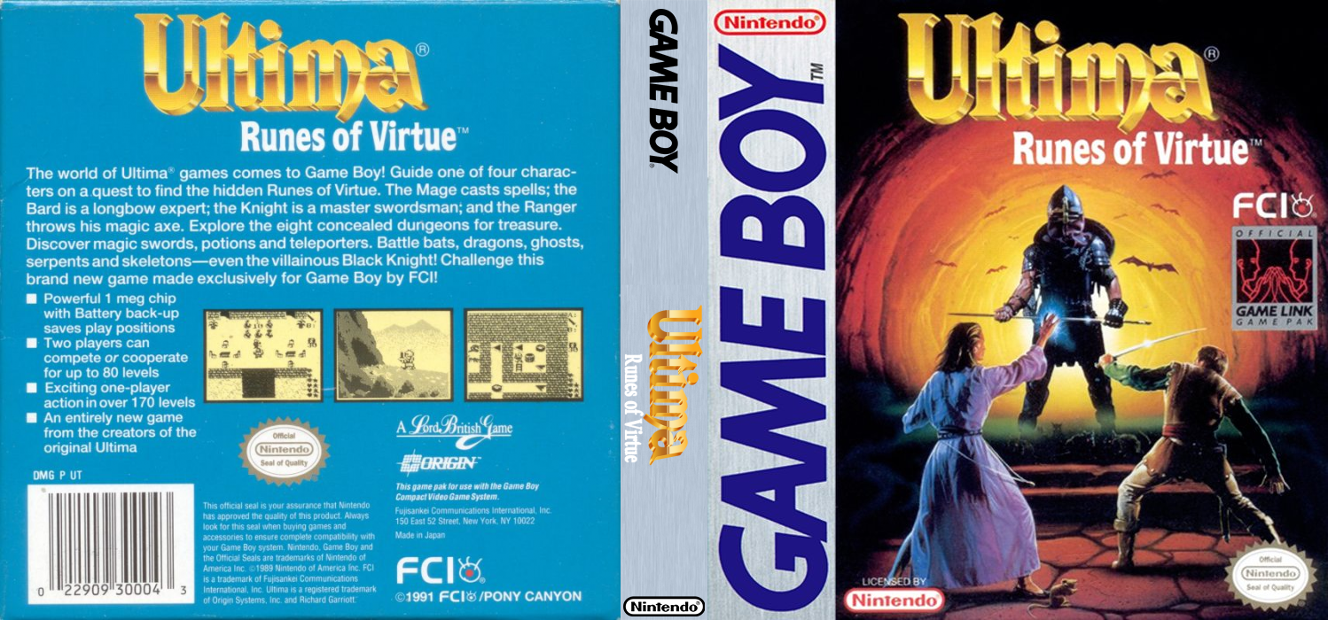 Ultima : Runes of Virtue [US] gb 1991 Box Art
