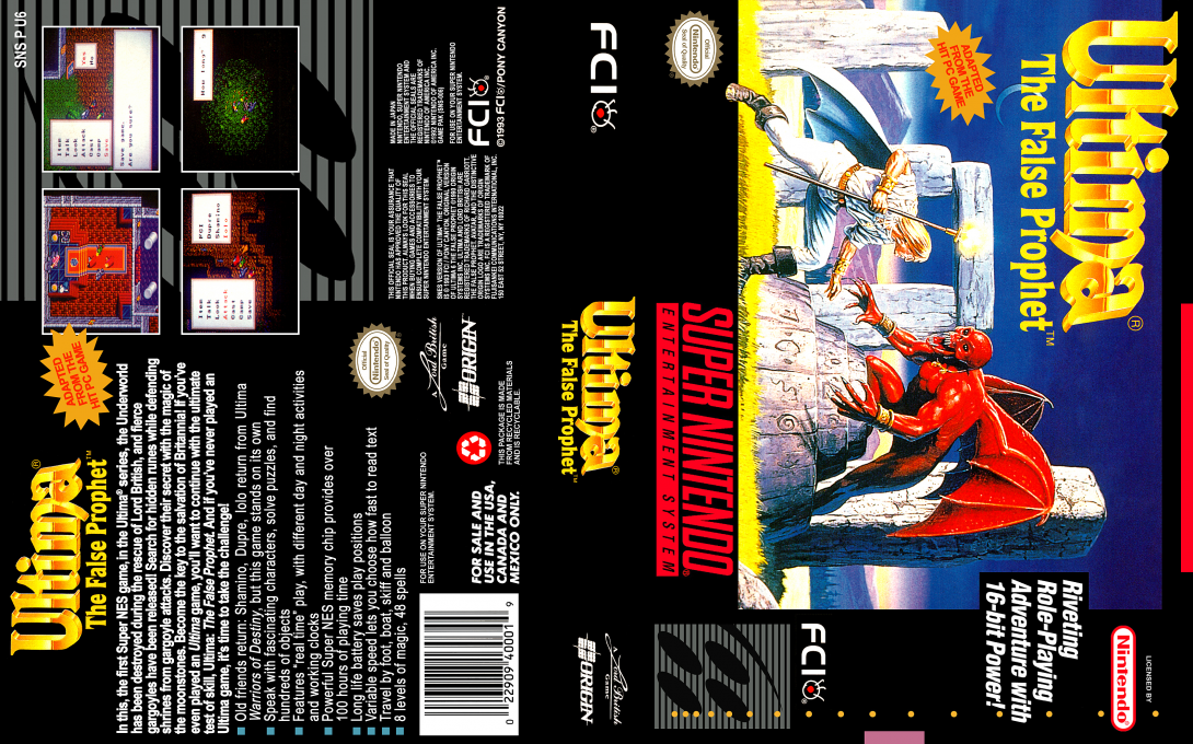 Ultima : The False Prophet [US] snes 1994 Box Art