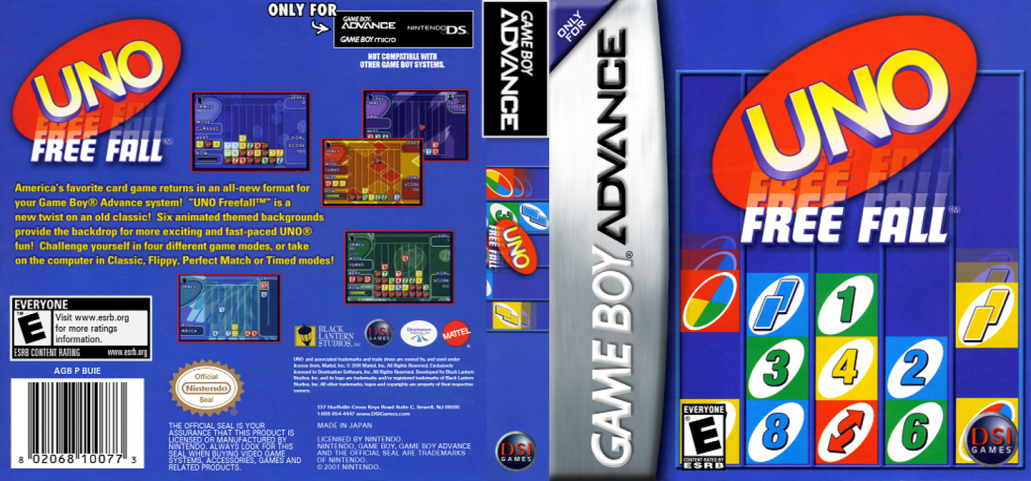 Uno Free Fall [US] gba 2007 Box Art