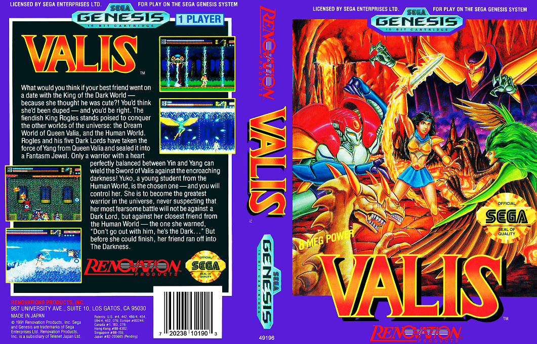 Valis [US] segaMD 1991 Box Art