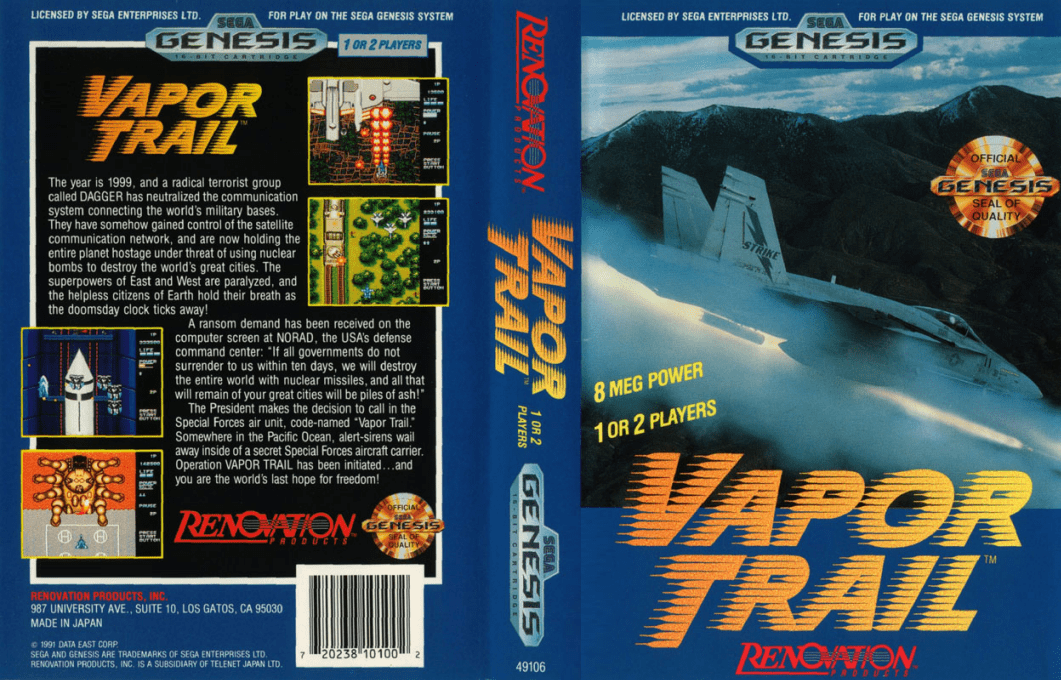 Vapor Trail [US] segaMD 1991 Box Art