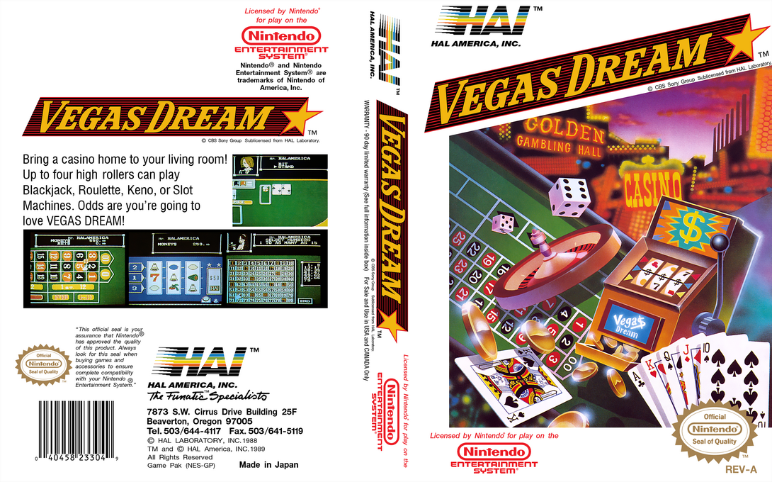 Vegas Dream [US] nes 1990 Box Art