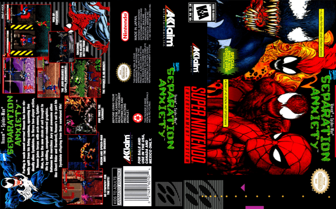 Venom & Spider-Man : Separation Anxiety [US] snes 1995 Box Art