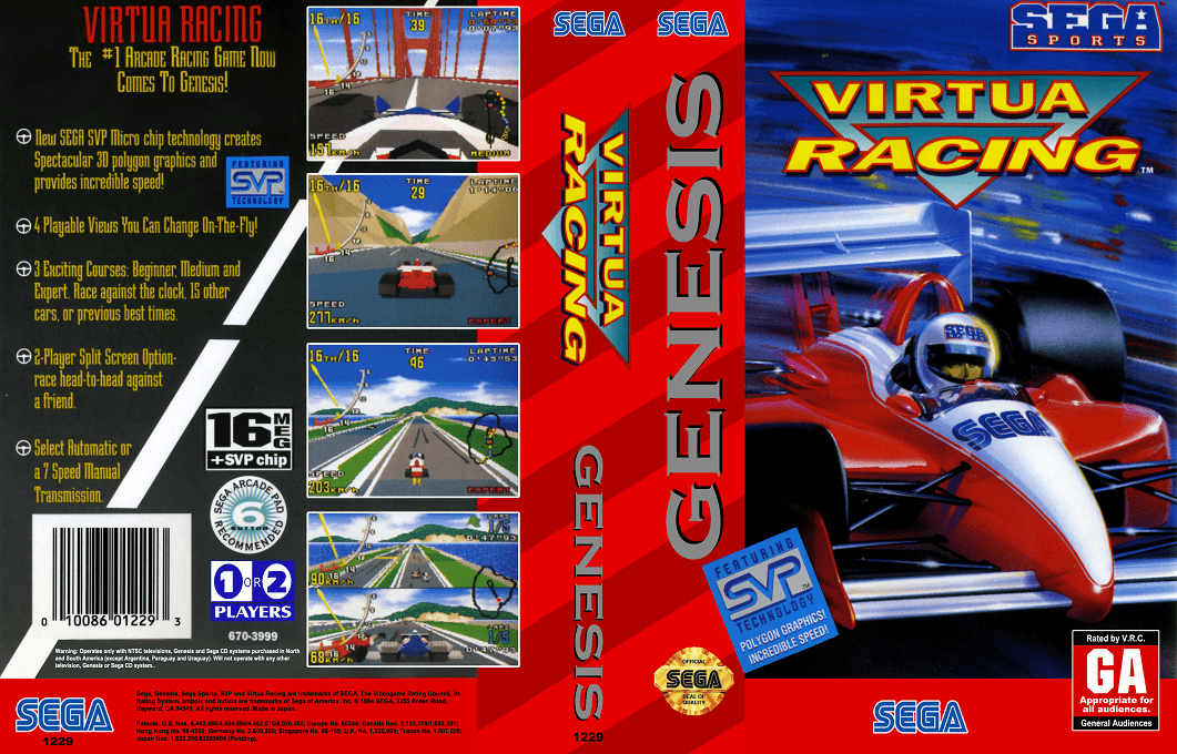 Virtua Racing [US] segaMD 1994 Box Art