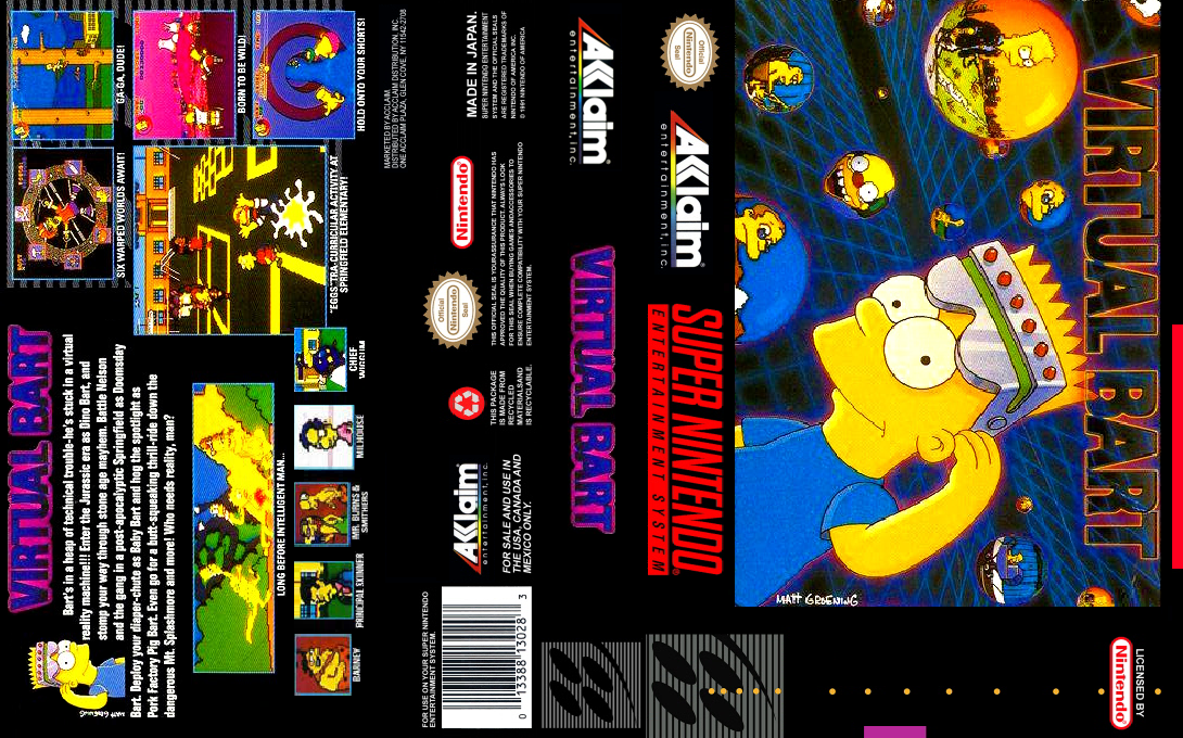 Virtual Bart [US] snes 1994 Box Art
