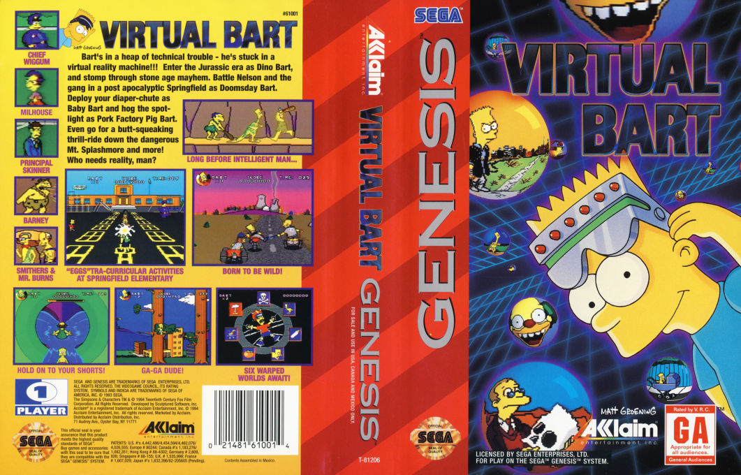 Virtual Bart [WOR] segaMD 1994 Box Art